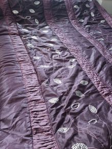 Aubergine Purple Quilted Velvet Bedspread/Throw Super King Size