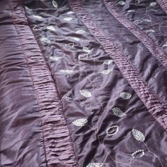Aubergine Purple Quilted Velvet Bedspread/Throw Super King Size