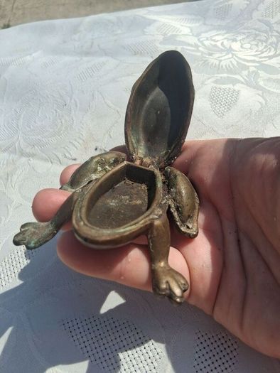 Midcentury Italian Crab and Frog Brass Ashtrays