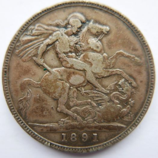 1891 Silver Crown Coin - British Queen Victoria Jubilee Head