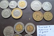 Morocco&amp;Tunisia&amp;Egypt. A Lot of of 14 coins (1960-2019)