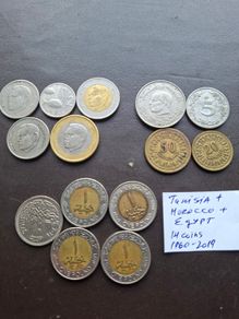 Morocco&Tunisia&Egypt. A Lot of of 14 coins (1960-2019)