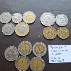 Morocco&Tunisia&Egypt. A Lot of of 14 coins (1960-2019)