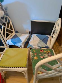 4 White Bamboo Style Chairs