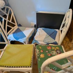 4 White Bamboo Style Chairs