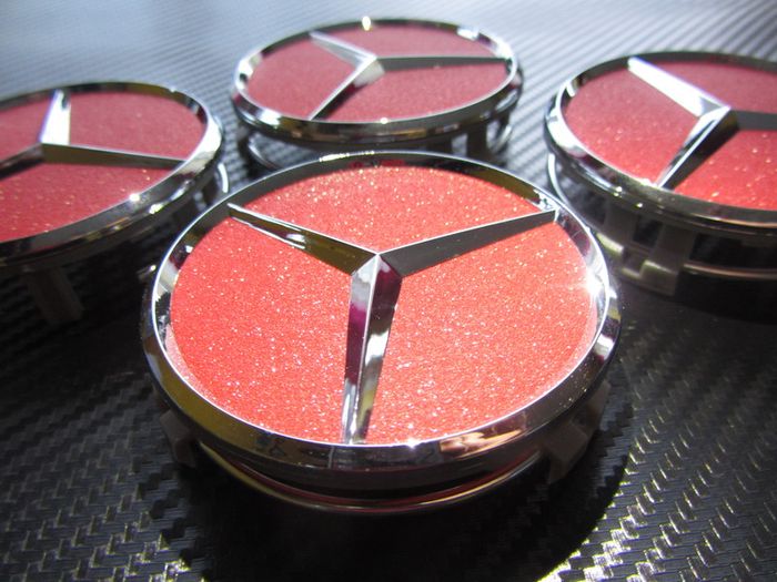 4x Red shining 75mm Mercedes Benz Alloy Wheel Center Caps cap Hub Cover