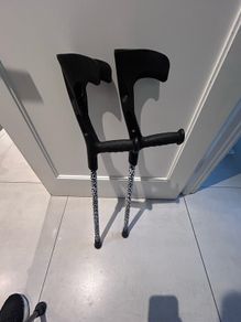 crutches -leopard print black and white