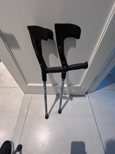 crutches -leopard print black and white