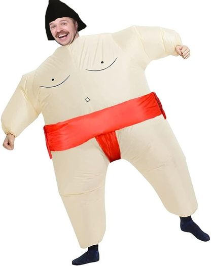 Inflatable Sumo Wrestler Suit Costume for Adult Blow up Halloween Costume Party Fat Suit Fancy Families Member Game Costume
