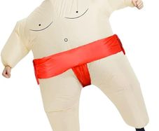Inflatable Sumo Wrestler Suit Costume for Adult Blow up Halloween Costume Party Fat Suit Fancy Families Member Game Costume