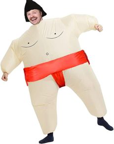 Inflatable Sumo Wrestler Suit Costume for Adult Blow up Halloween Costume Party Fat Suit Fancy Families Member Game Costume