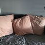 Dusky pink fully lined curtains with matching curtains Image 5