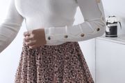 Print Tiered Frill Mini Skirt brown
