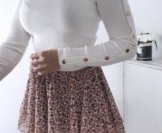 Print Tiered Frill Mini Skirt brown