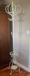Cream coat umbrella and handbag rack