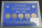 1947-1951 Scottish Shillings of George VI Coin Type Collector Display Case Set
