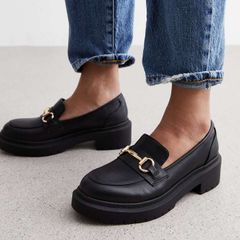 Black chunky loafers loafer shoes from New Look 38 5