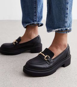 Black chunky loafers loafer shoes from New Look 38 5