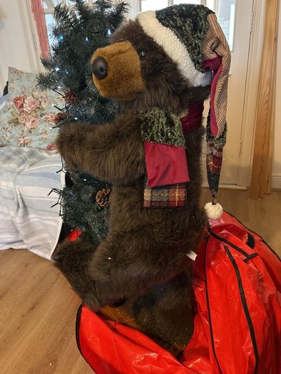 Christmas Bear and baby Bear decoration Vintage on a wooden base classic
