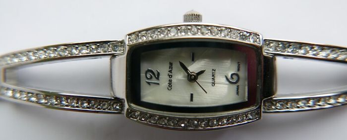 Working  Cote d Azur Sparkly Watch; 7.7" Silver Sparkly Band New Battery