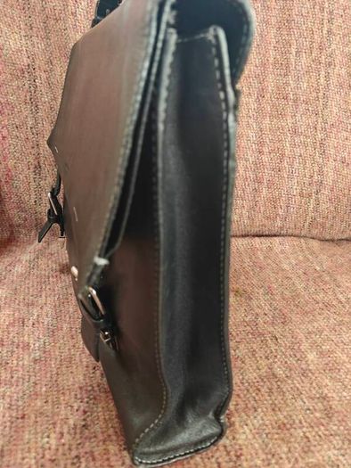 Quality Mens Leather Parisian Lancel Black Satchel Bag