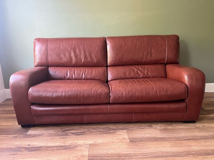 Leather couch sofa with 2 matching chairs