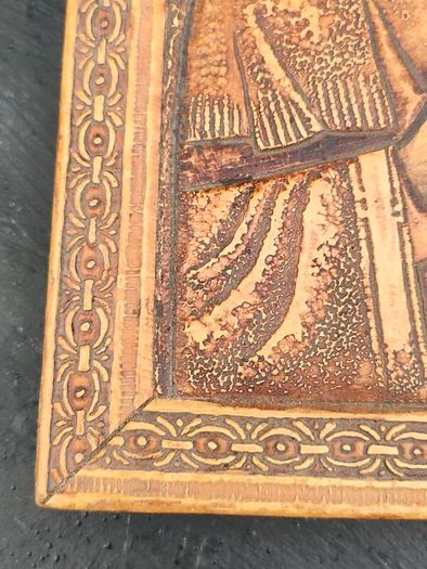 Vintage Hand Carved Greek Wooden Icon