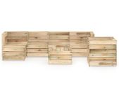 7 Piece Garden Lounge Set Green Impregnated Pinewood