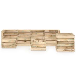 7 Piece Garden Lounge Set Green Impregnated Pinewood