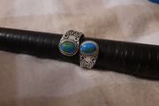 silvertone wrap ring with turquoise stones