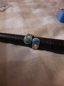 silvertone wrap ring with turquoise stones