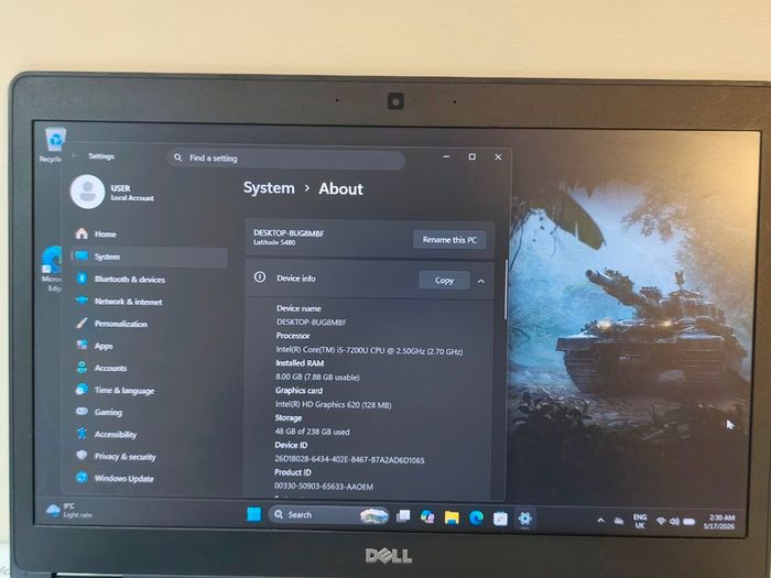 DELL Latitude 5480 14" Intel i5 7th Gen | 8GB RAM | 256GB SSD | Windows 11 | Office 2021