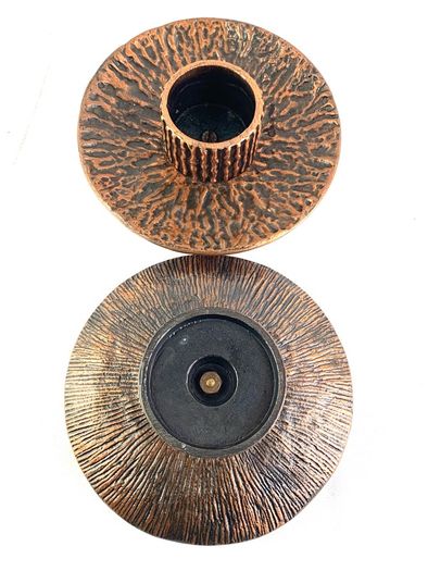 Mid Century Brutalist Bronze Candlesticks