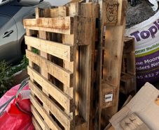 wooden pallet and iron rails