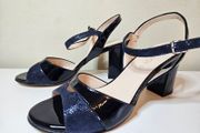 Soffice Sogno Italian leather blue lacquered sandals RRP 125 euro new &amp; boxed size 4 UK
