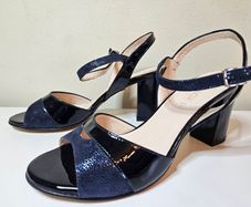 Soffice Sogno Italian leather blue lacquered sandals RRP 125 euro new & boxed size 4 UK