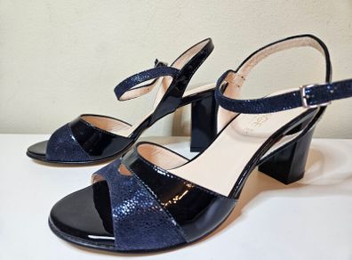 Soffice Sogno Italian leather blue lacquered sandals RRP 125 euro new & boxed size 4 UK