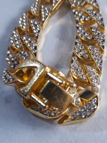 Gold plated iced cuban bracelet