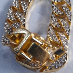 Gold plated iced cuban bracelet
