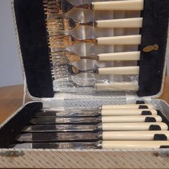 Sheffield silver Fish Cutlery Set W/ Faux Bone Handles