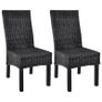 Dining Chairs 2 pcs Black Kubu Rattan and Mango Wood Image 2