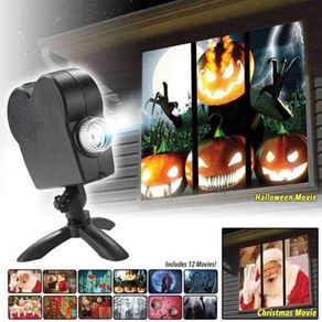 Halloween Santa Window Projector Festival Movies Display Christmas Lamp Light
