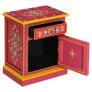 Bedside Cabinet Solid Mango Wood Pink Hand Painted Image 4