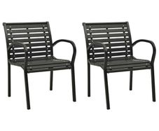 Garden Chairs 2 pcs Steel and WPC Black