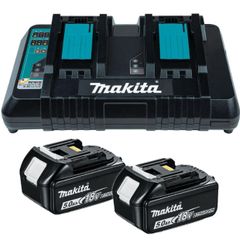 Makita 18v Lxt 5ah Twin Battery Bl1850 X 2 & Twin Charger Kit Dc18rd 240v