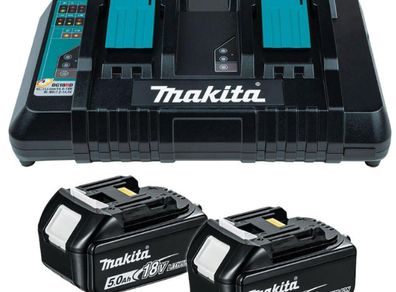 Makita 18v Lxt 5ah Twin Battery Bl1850 X 2 & Twin Charger Kit Dc18rd 240v