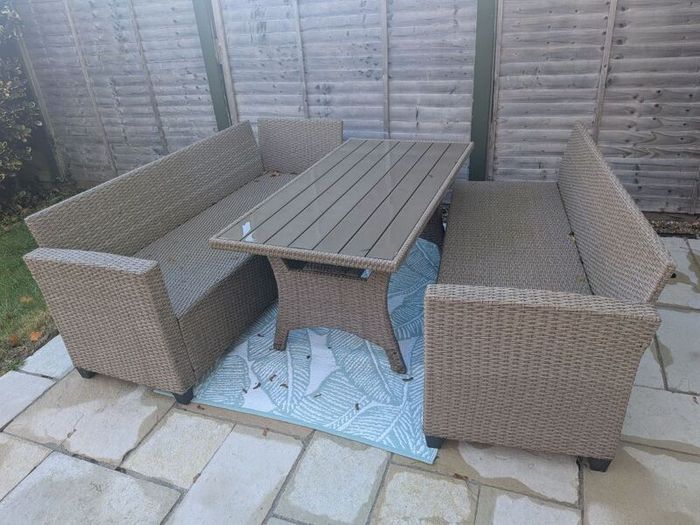 All-Weather Rattan Outdoor Garden Corner Dining Set + Storage Box and Cushions