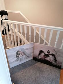 Beautiful angel canvases. Diammante edge around canvas  lovely on a wall