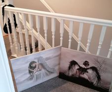 Beautiful angel canvases. Diammante edge around canvas  lovely on a wall