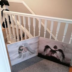 Beautiful angel canvases. Diammante edge around canvas  lovely on a wall